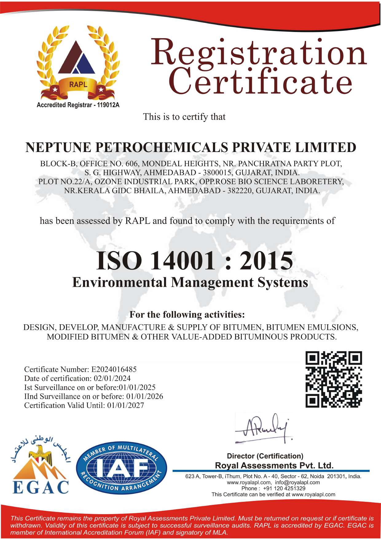 ISO 14001 Neptune Petrochemicals