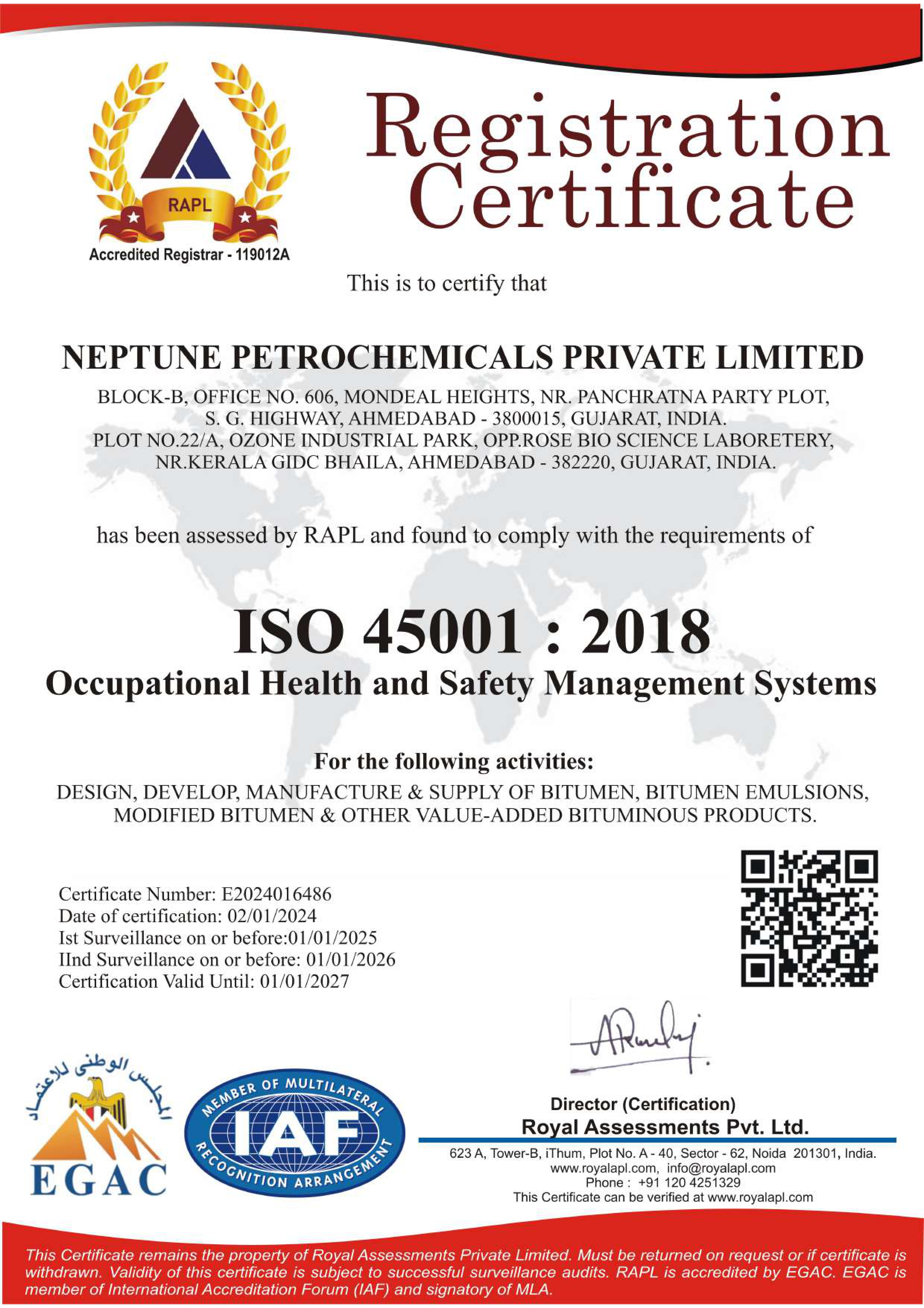 ISO 45001 Neptune Petrochemicals