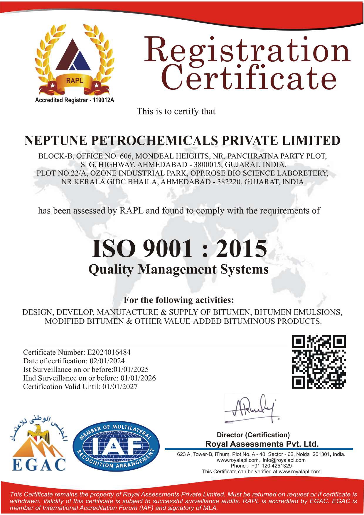 ISO 9001 Neptune Petrochemicals